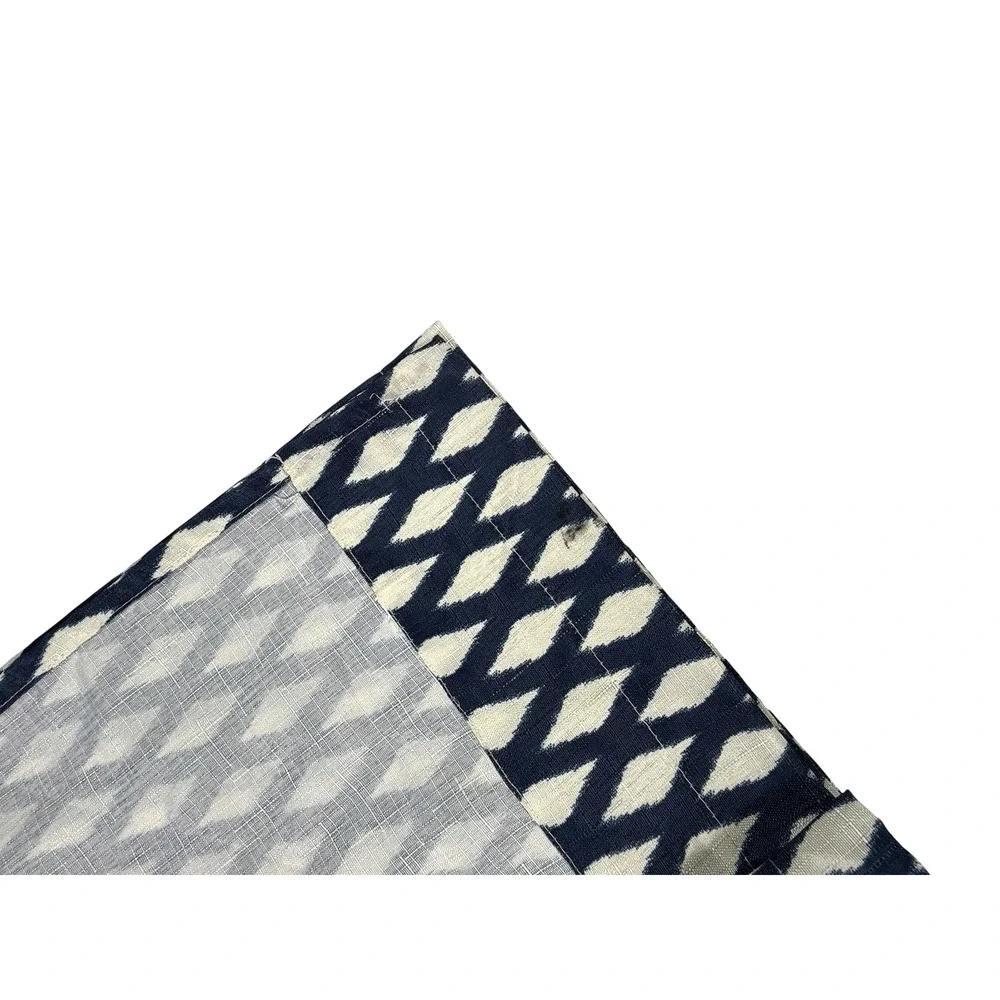 1 Single Diamond Print Valance Short Curtain in Navy Blue & Cream X Pattern